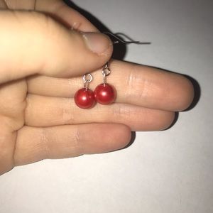 Red pearl earrings